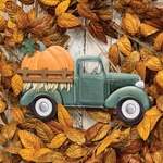 Pumpkin Truck Green Metal Hanging Sign